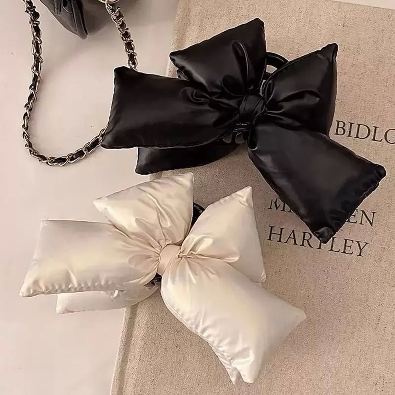 Black Pu Leather Statement Bow Hair Clip - Stylish And Timel