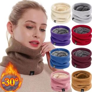 Solid Winter Plush Muffler Woolen Knitting for Women Fleece