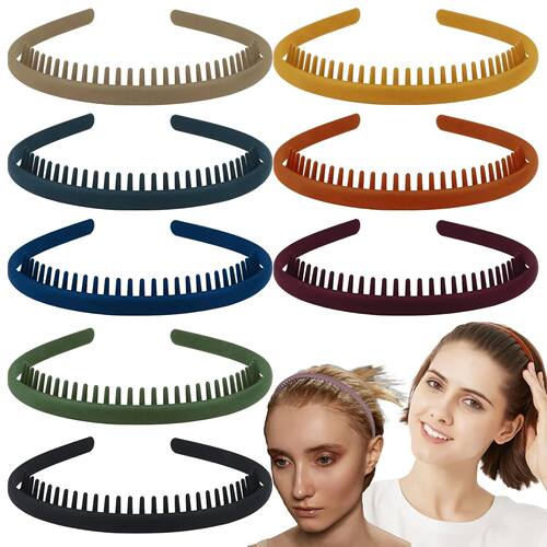 2 PCS Non SlipEffortless Plastic Headbands with Teeth Comb S