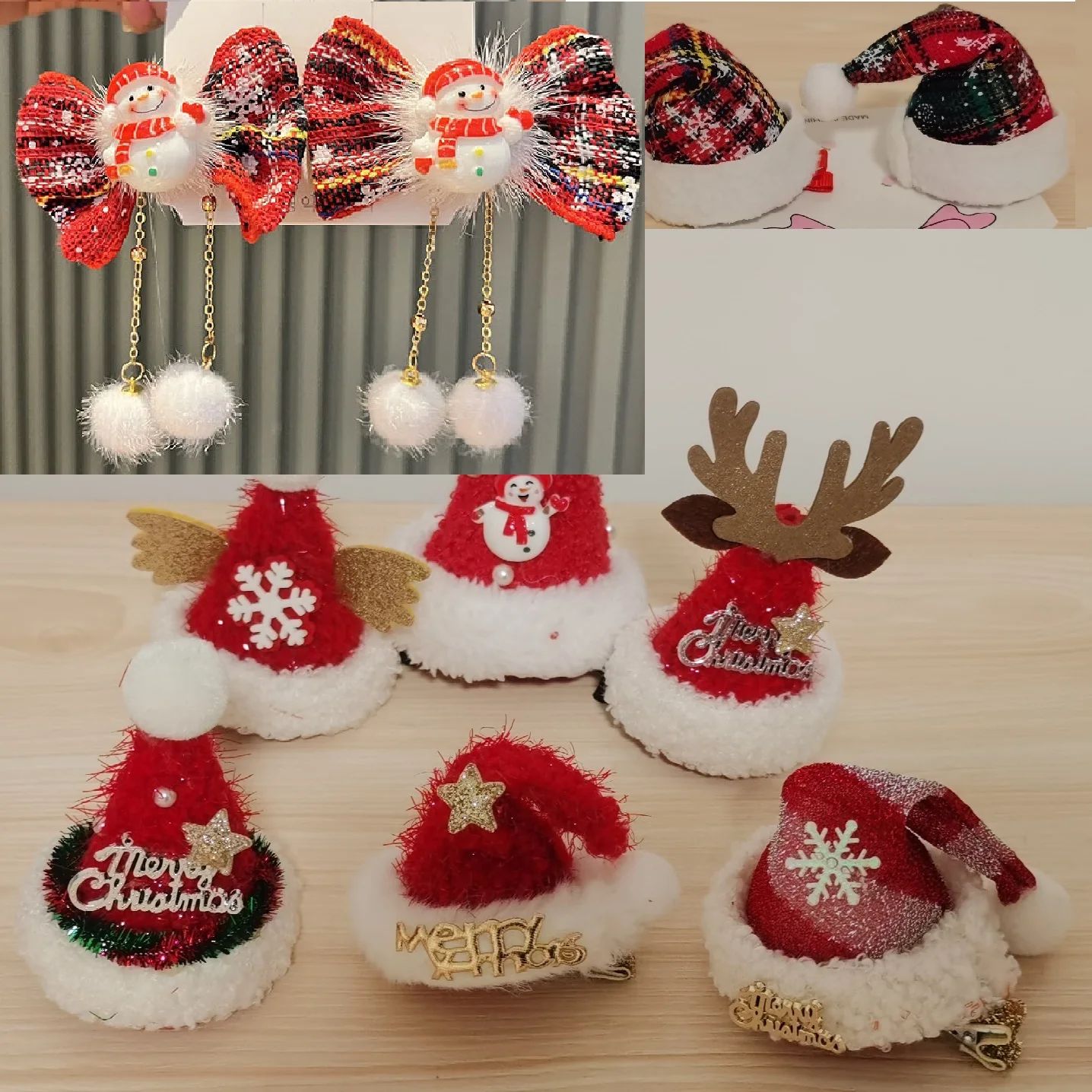 Christmas hat hair clip snowman hair clip cute reindeer snow