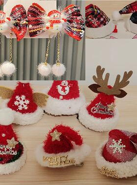 Christmas hat hair clip snowman hair clip cute reindeer snow