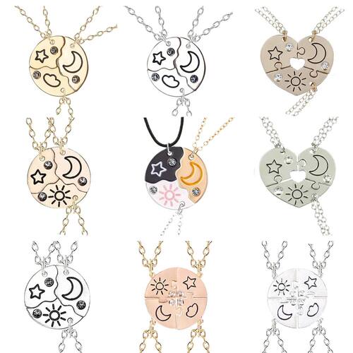 3/4Pcs Trendy Sun Moon Star Cloud Charm Necklace for Best Fr