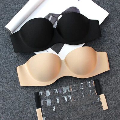 Womens Tube Tops Invisible Strapless Bra Underwear Sexy Soli