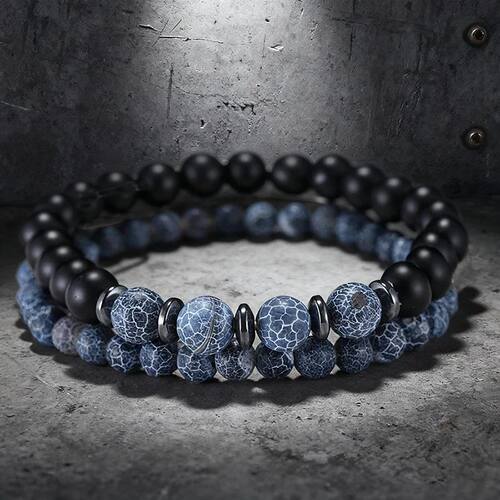 Noter 5 Colors Men Bracelet Set 2Pcs/Pair Tiger Eyes Howlite