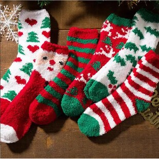 Coral Warm New Socks Plush Thickened Winter Christmas Fleece