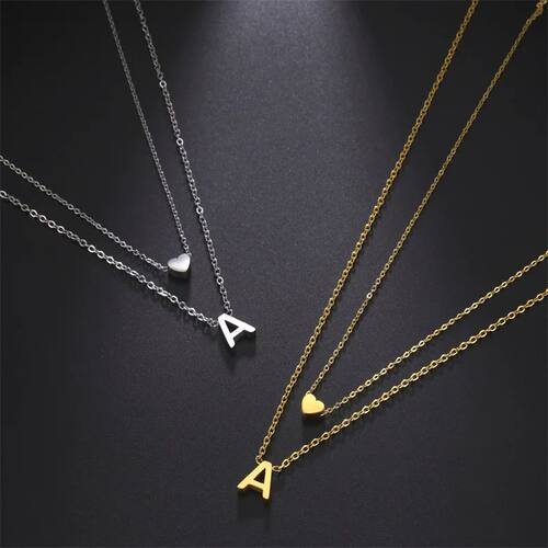 Fashion Tiny Heart Initial Necklace Gold Silver Color Multil