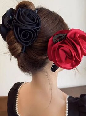 Satin Rose Hair Clips Bow Hair Claw Flower Crab Hairclip Ros