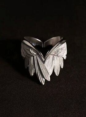 Retro Angel Demon Wings Open Ring for Women Couples Punk Got