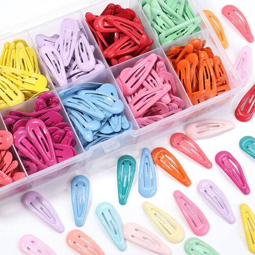 30pcs/lot 3cm Metal Colorful Waterdrop Shape Hairclips Cute