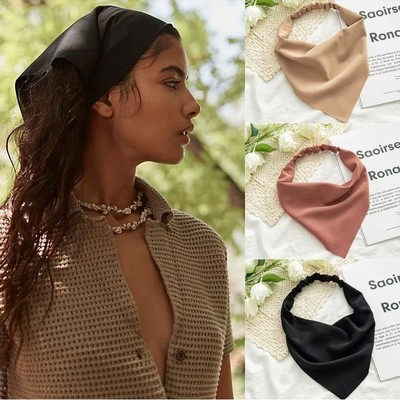 Woman Girls Solid Summer Head Scarf Chiffon Triangle Bandana