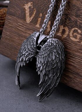 Stainless Steel Classic Angel Wings Necklace Men'sAnimal Bou