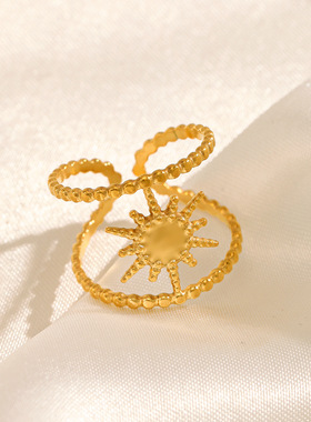 Exaggerated Stainless Steel Eight Mans Star Ring Female Pers