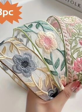 1/3pcs Elegant Chiffon Embroidery Flower Hairband – Sweet F