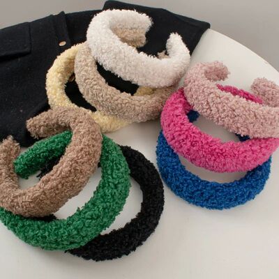 Fashion Warm Lamb Wool Hairbands 4cm Wide Solid Color Headba