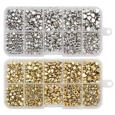 500PCS 10 Style Crown Star Heart Spacer CCB Gold Silver Plat