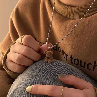 Cute for Korean Fash Necklace Women Pendant Bear Plush Girls