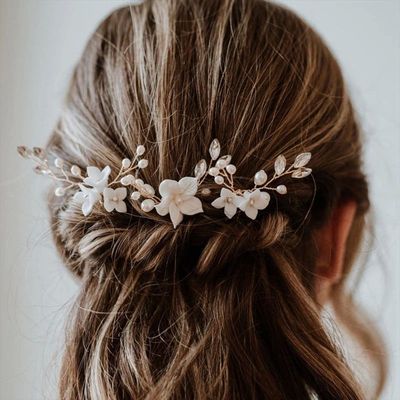 3PCS Flower Hairpin Bride Headdress For Women Pearl Mesh U-s