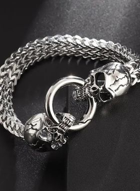 Hot Selling ClassicPunk Stainless Steel Skull Bracelet Men\