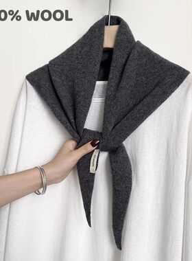 100% Wool Winter Scarf For Women Warm triangle Knit Scarves