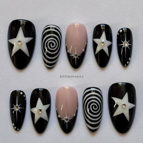 10 Pieces of Hand-Pressed Almond-Shaped Nails, Beautiful Fal