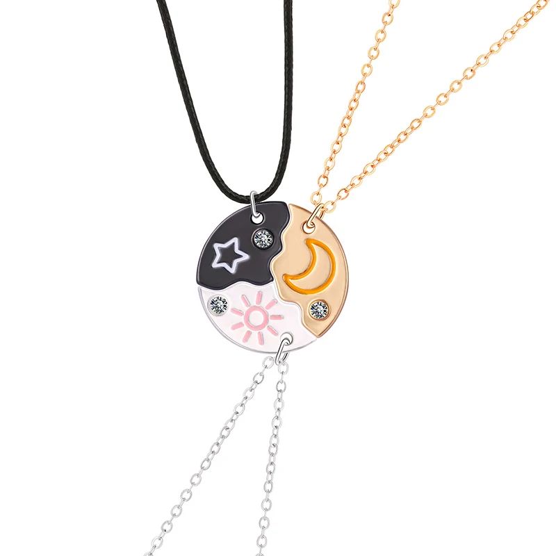 3 Piece Set Sun Moon Star Pendant Necklace Best Friend Bff F