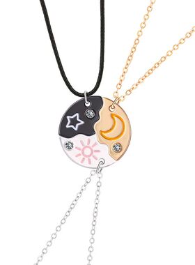 3 Piece Set Sun Moon Star Pendant Necklace Best Friend Bff F