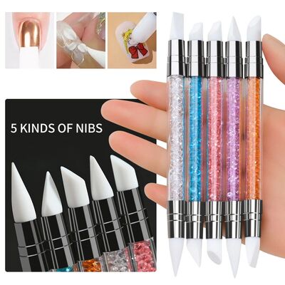3/5/8Pcs Sculpture Dotting Pen Nail Art Silicone Brush Color