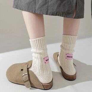 Needle Thick Thread Knitted Middle Tube Socks Cotton Simple