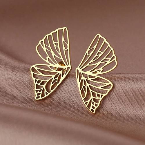 Stainless Steel Earrings Exquisite Vintage Butterfly Wings S