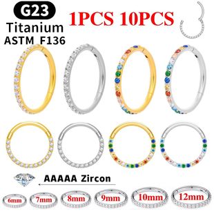 1/10PC G23 Titanium Nose Rings Septum Clicker Round Earrings