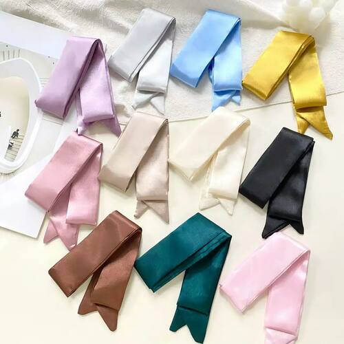 4.5x100cm Long Skinny Hair Scarf Women Imitation Silk Satin