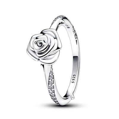 Hot Sale 925 Silver Rose in Bloom Ring For Women Exquisite S