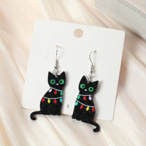 1Pair Christmas Women Drop Earrings Creative Acrylic Cat Jew