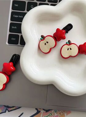 2Pcs/Lot Girls Hair Accessories Cartoon Apple Star Duckbill