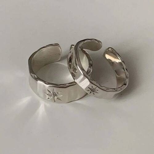 2pcs Y2K Shiny Star Opened Rings for Men Women Punk Hiphop S