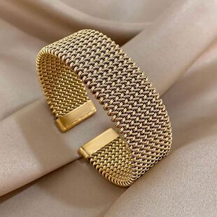 Cuff Bracelets ndy Weave Elegant Golden Women Vintage for