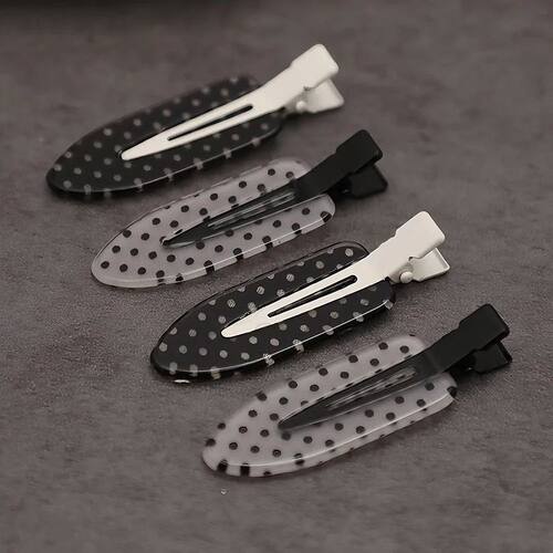 Black White Polka Dot Acrylic Hair Clips Minimalist Secure H