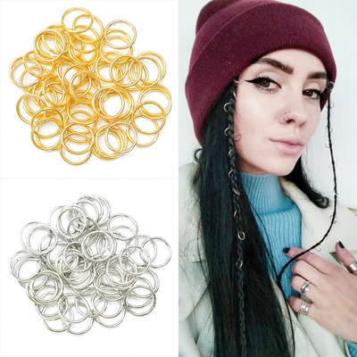 50Pcs Mix Color Hair Braid Dreadlock Beads Cuffs Rings Tube