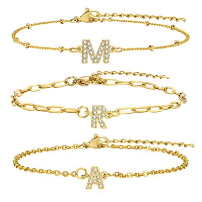 Charms Pave Initial Letter Bracelet, Paperclip Satellite Cha
