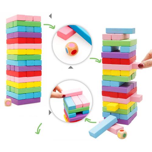 Wooden Stacking Board Games Building Blocks for Kids -