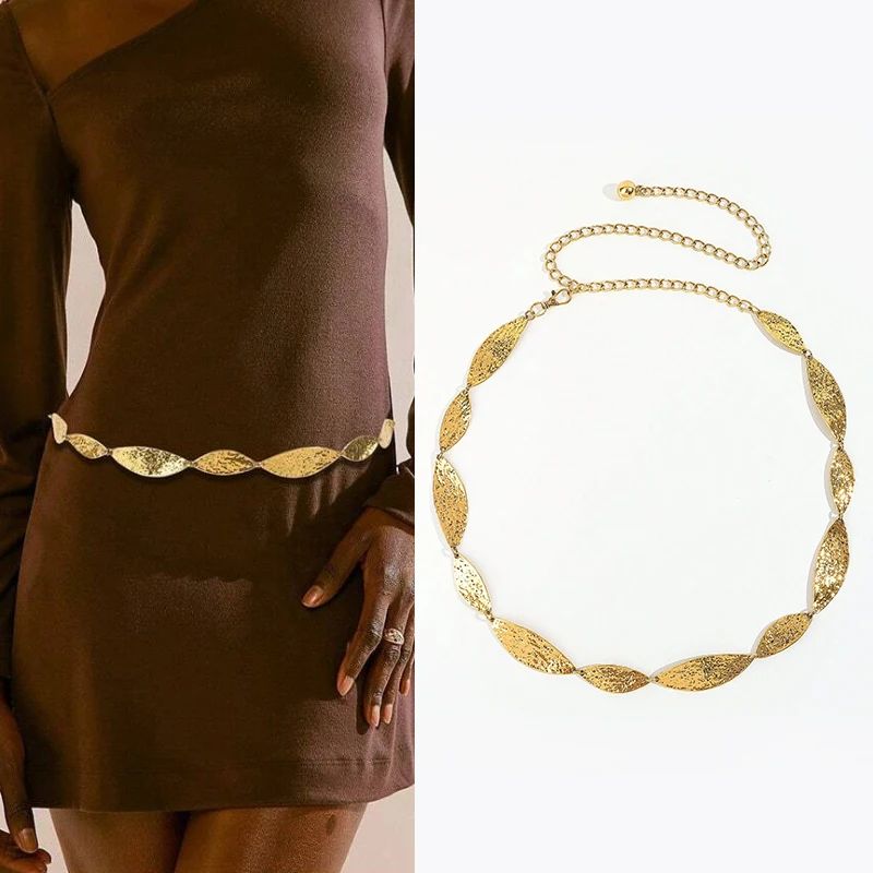 Fashion Golden Female Waist Chain Belt Western cowgirl leaf