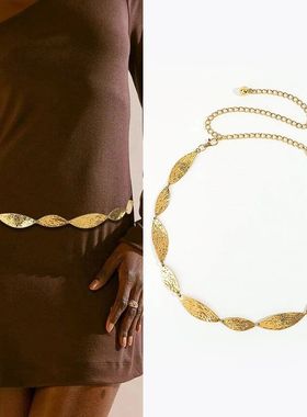 Fashion Golden Female Waist Chain Belt Western cowgirl leaf