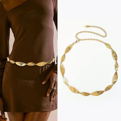 Fashion Golden Female Waist Chain Belt Western cowgirl leaf