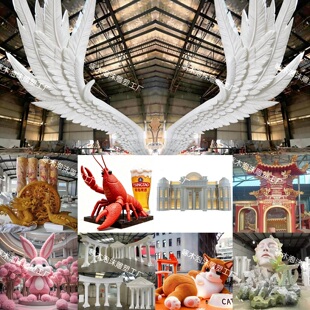 婚庆拱门龙凤罗马柱阁楼城堡泡沫雕塑定制植绒大卡通落地摆件泡雕