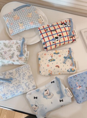 【君和布包】蓝色希可爱卡通迷你零钱包纯棉小布袋耳机口红收纳袋