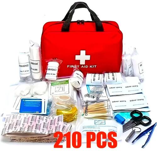 210pcs First Aid Kit Bag All Purpose Emergency Survival Home
