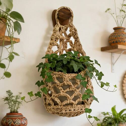 Boho Macrame Plant HangerBasket  for Succulents Cotton Rope