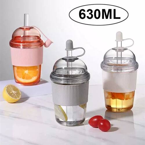 630ML Heat-Resistant Boba Tea Straw Cup Large Capacity Coffe