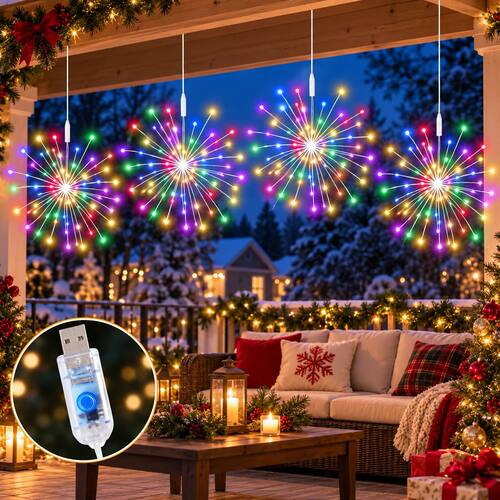Christmas Firework Lights USB Starburst Fairy String Lights