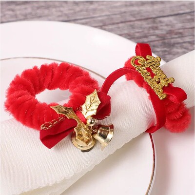 Red Bow Napkin Rings Christmas Napkin Holders Handmade Velve